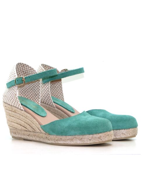 Sandales compensées Nira vert menthe - Talon : 6,5 cm