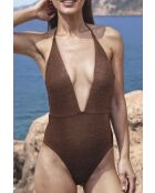 Helio bruin 1-delig badpak zonder frame