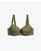 Idyllische klassieke khaki olijfkleurige bh met beugel en schelp