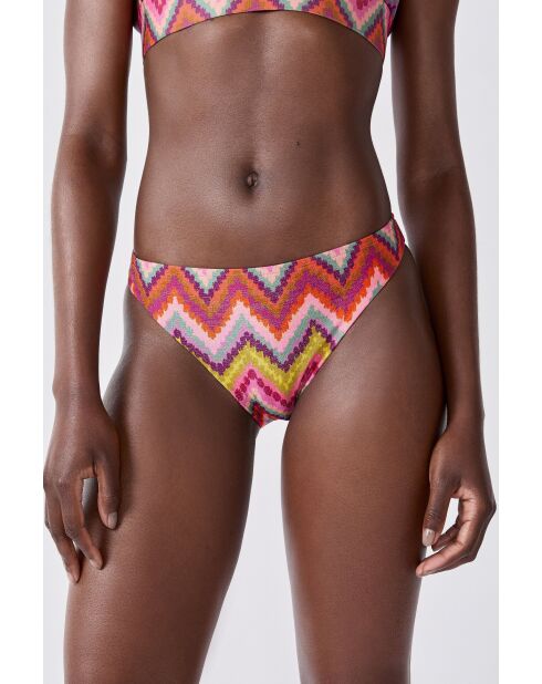 Braguita de bikini Muses con estampado de fondo morado.