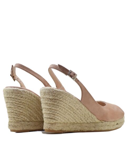 Sandales compensées F-3509 nude - Talon : 8,5 cm