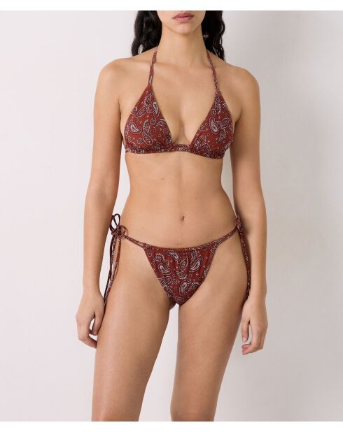 F Charliz Brasilianische Bikinihose mit braunem Hintergrundprint