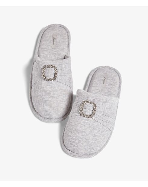 Lichtgrijze strassy-muiltjes