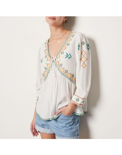 Oswald Bluse mit mehrfarbiger Stickerei