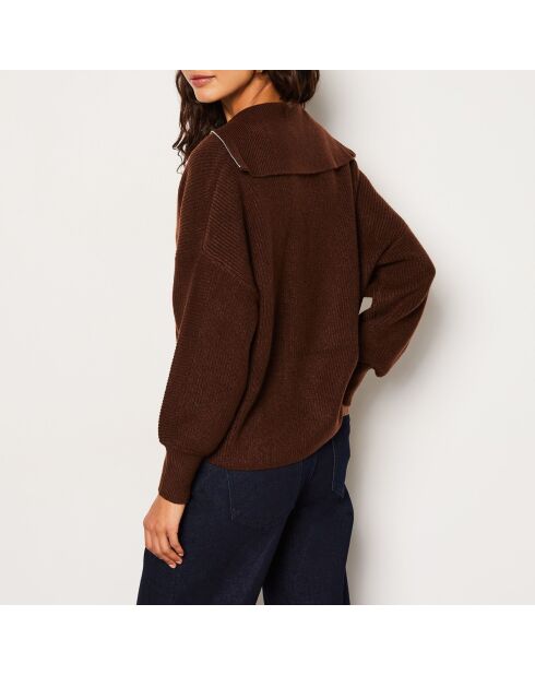 Bruine trui met ritssluiting van Franceska