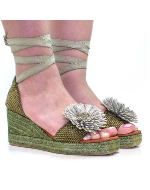 Sandales compensées 0007 kaki - Talon : 7,3 cm