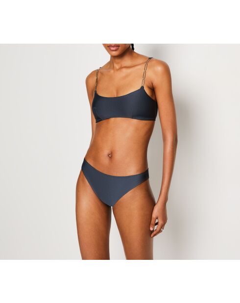 Braguita de bikini estándar antracita con correa para nadar