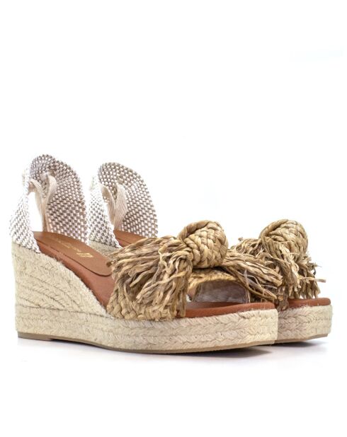 Sandales compensées 0008 naturelles - Talon : 7,3 cm