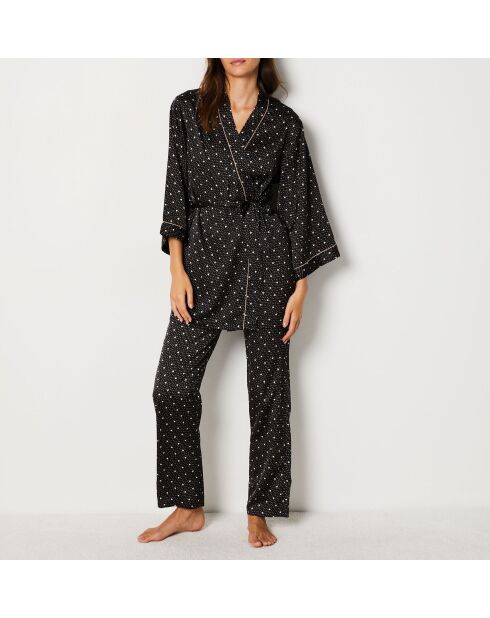 Negligé van Polkas met zwarte achtergrondafdruk