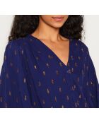 Maya shirt met paars borduursel