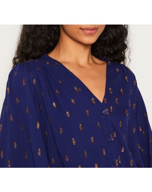 Maya shirt met paars borduursel