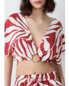 Kalio top gedrukt op ecru achtergrond