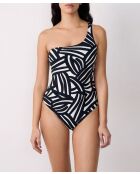 Espelho badpak uit één stuk zonder schelp, zwarte opdruk op witte achtergrond