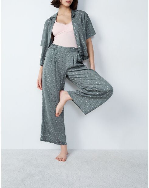 Rhett broek met groene achtergrondprint