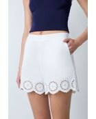 Bestickte ecrufarbene Shorts Victorine