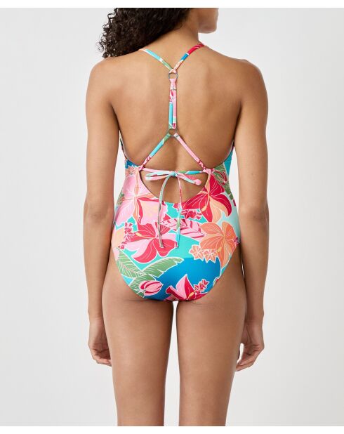 Einteiliger Badeanzug mit mehrfarbigem Hibiskus