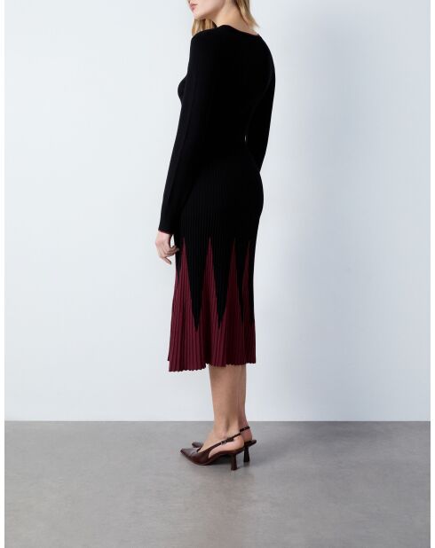 Gerica jurk in zwart en granaat