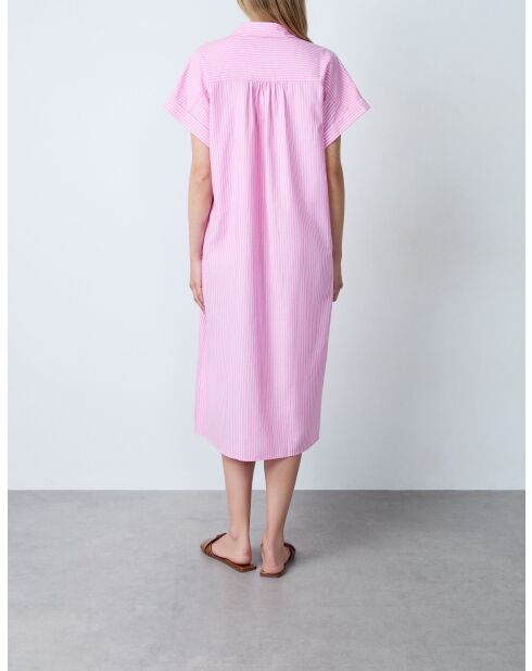 Calin rox roze en wit gestreepte jurk