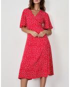 Betina jurk met rode achtergrondprint
