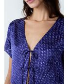 Tioko top met marineblauwe print