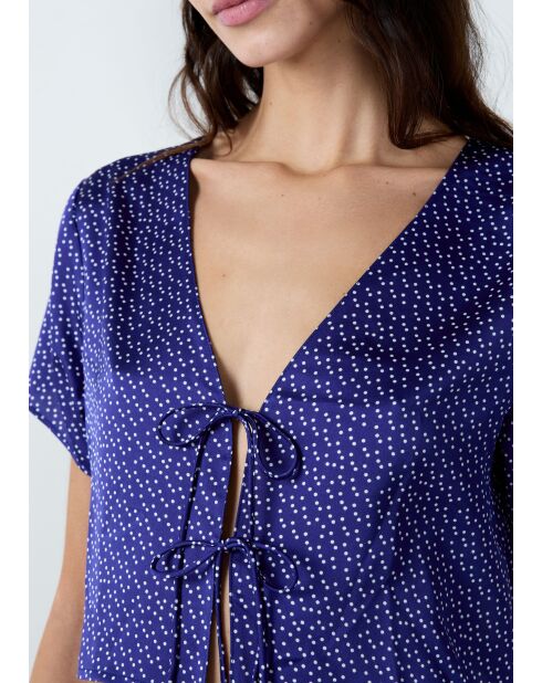 Tioko top met marineblauwe print