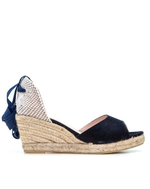 Sandales compensées Ana Belen bleu marine - Talon : 6,5 cm