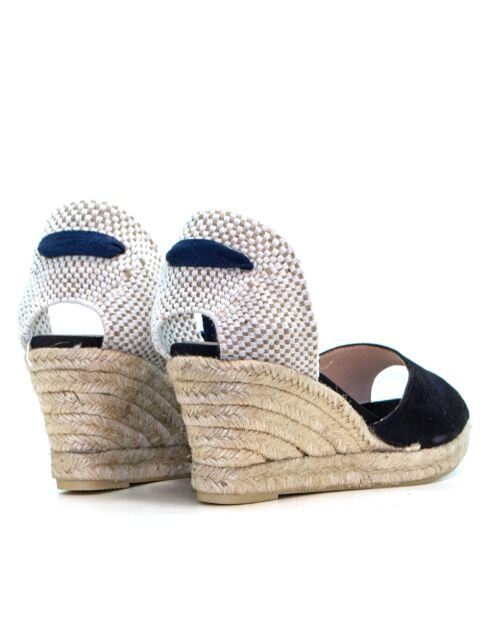 Sandales compensées Ana Belen bleu marine - Talon : 6,5 cm