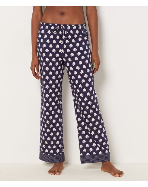 Hose mit floristischem blauem Aufdruck