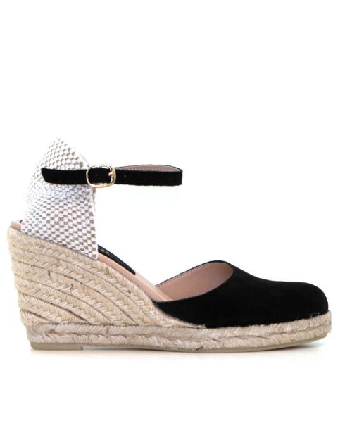 Sandales compensées Nuria noires - Talon : 6,5 cm