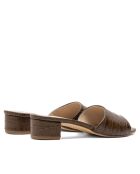 Mules à talon CA-264 texturé effet coco marron foncé