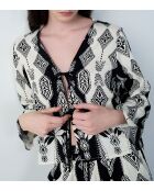 Negligee Nalani con stampa ecru e nera