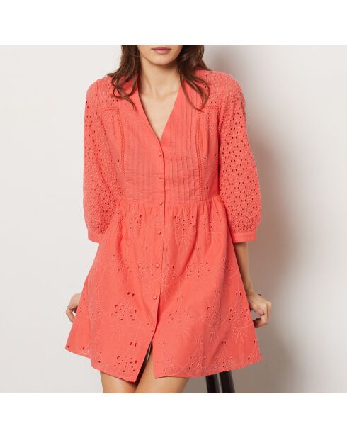 Vestido Coral bordado Tully