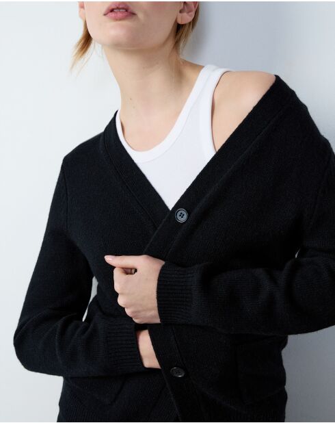 Gable schwarze lange Strickjacke