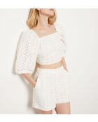 Ecrufarbene bestickte Shorts Ulys