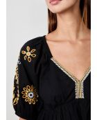 Blusa nera ricamata Tiva