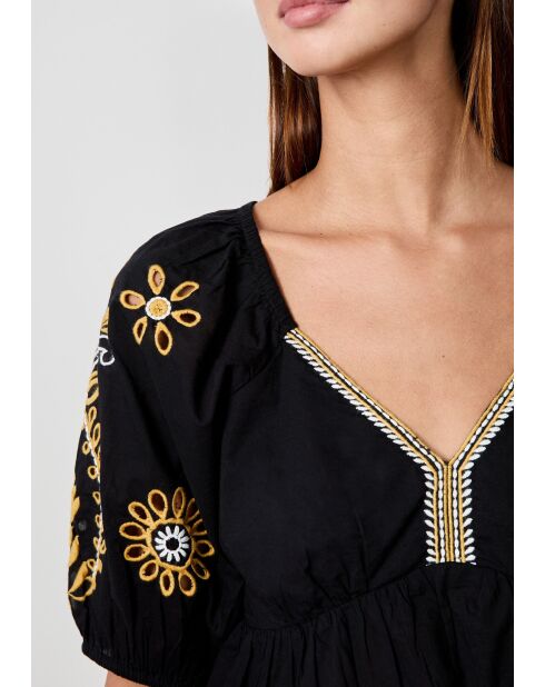 Blusa negra bordada Tiva