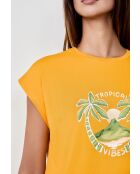 Orangegelbes Gummi-T-Shirt