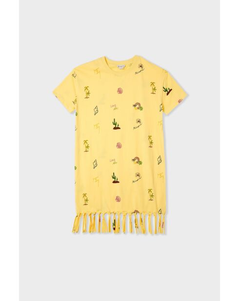 Arizonalove lichtgele korte jurk met korte mouwen