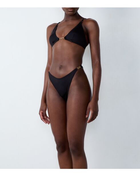 Zwart roze Braziliaans bikinibroekje met hoge pijpen