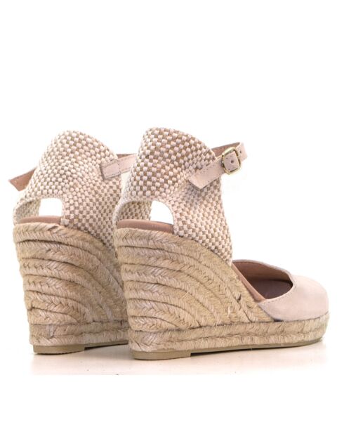 Sandales compensées Nira Serraje beiges - Talon : 6,5 cm