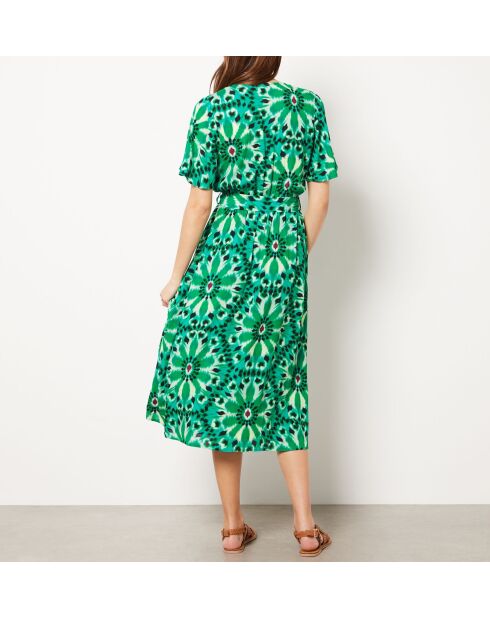 Valentina jurk met smaragdgroene print