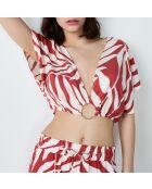 Kalio top gedrukt op ecru achtergrond