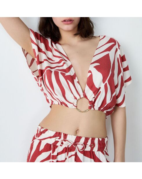 Kalio top gedrukt op ecru achtergrond