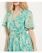 Uria Kleid mit blauem Silberdruck