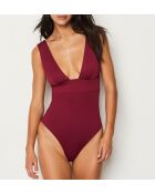 Costume da bagno intero senza cuciture Première granato bordeaux