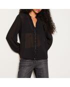 Blusa negra con bordado negro