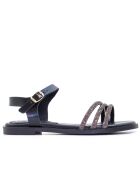 Sandales plates 9058 vaqueta noires