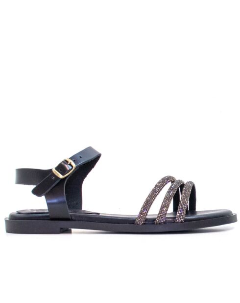 Sandales plates 9058 vaqueta noires