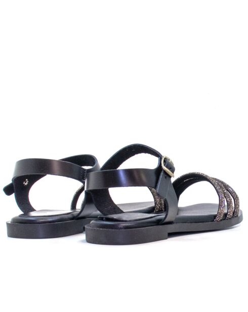 Sandales plates 9058 vaqueta noires