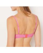 Klassischer BH von Manzania ohne Bügel und ohne Muschel, bedruckter rosafarbener Hintergrund